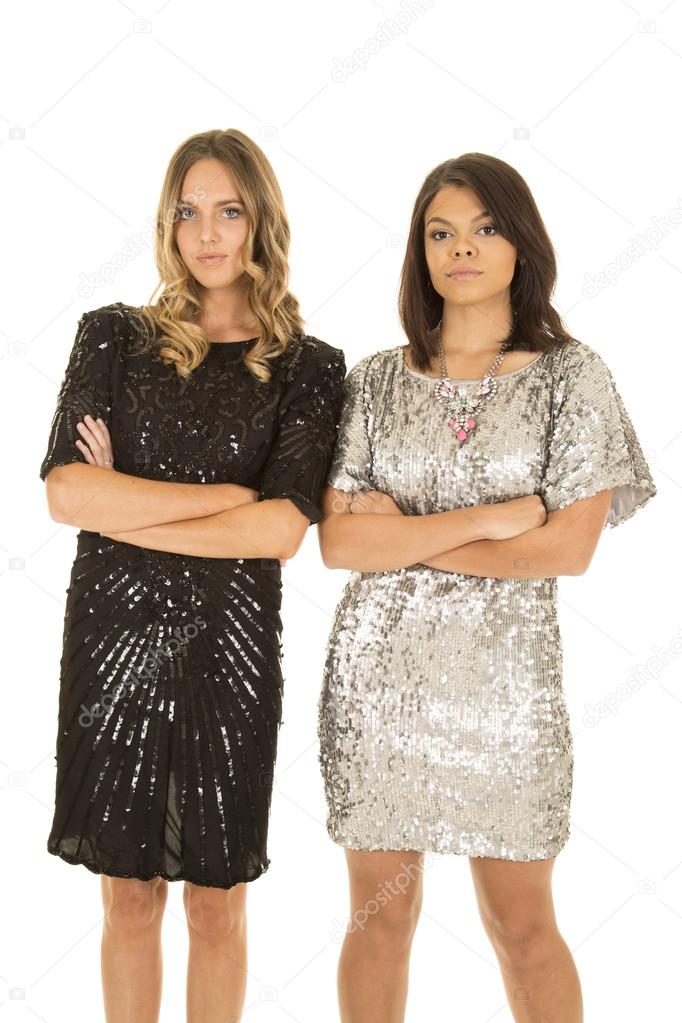 Women in shiny dresses