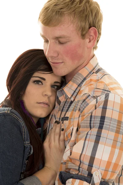 Woman hand on man's chest — Stock Photo, Image