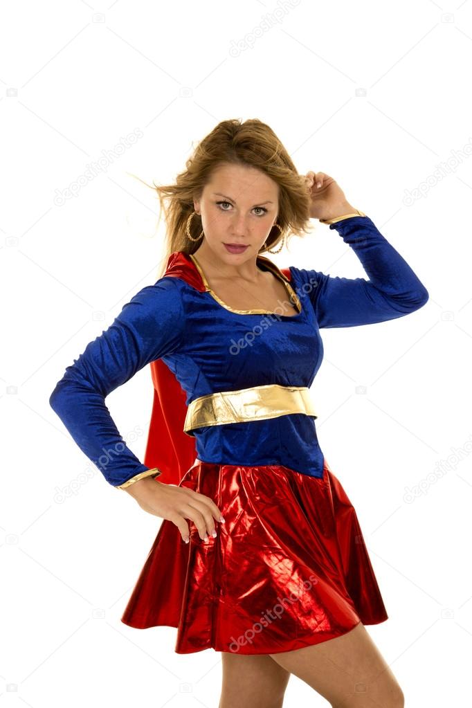 Woman in her super hero costume