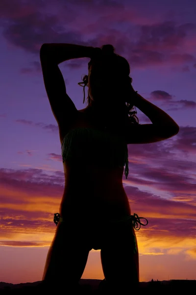 Silhouette einer Frau im Bikini — Stockfoto