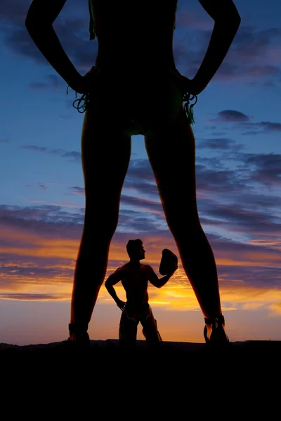 Silhouette of cowboy between woman legs — Stock Image Silhouette of cowboy between woman legs Royalty Free Stock Photos