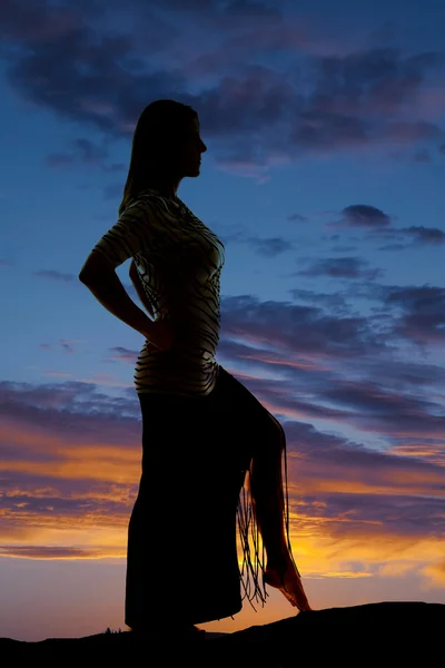 Silhouette einer Frau im Kleid — Stockfoto