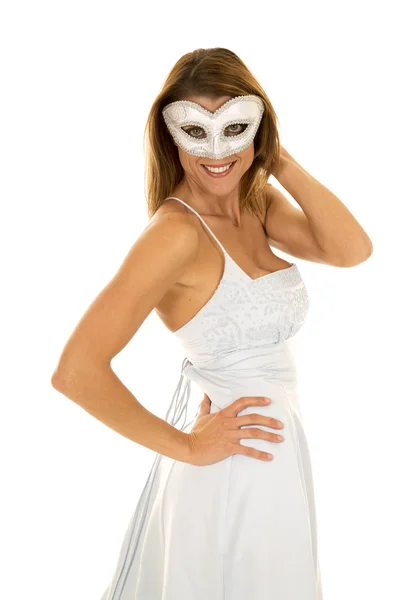 Vrouw in haar mysterieuze masker — Stockfoto