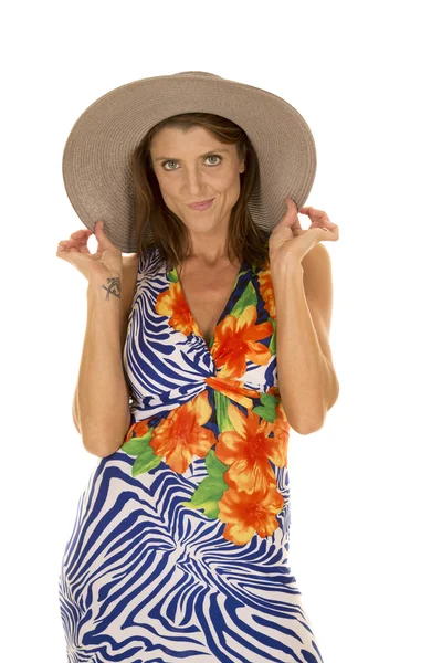 Kvinna i hawaiian klänning — Stockfoto