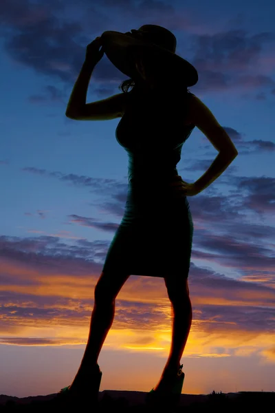 Silhueta de uma mulher de vestido — Fotografia de Stock