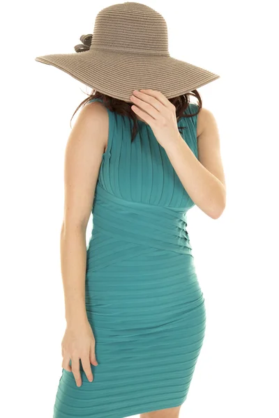 Frau in grünem Kleid — Stockfoto