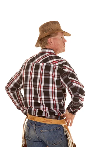 Cowboy from back close look side — Stock Photo, Image