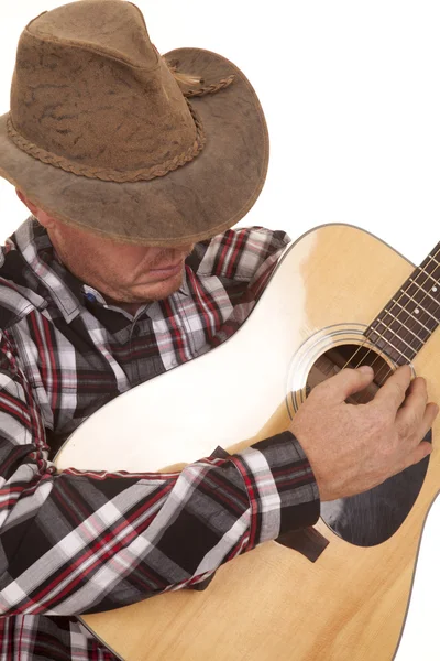 Cowboy play guitar very close — Stock Photo, Image