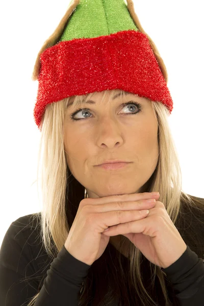 Blond woman in elf hat — Stock Photo, Image