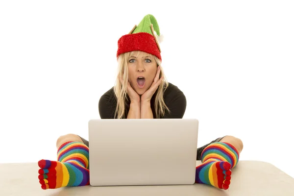 Mulher elfo com laptop — Fotografia de Stock