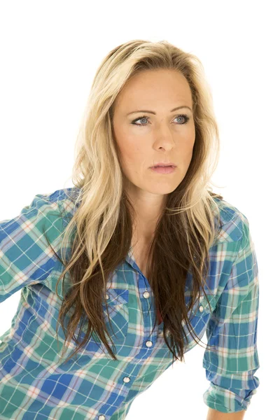 Cowgirl wearing blue shirt — Stock Photo, Image