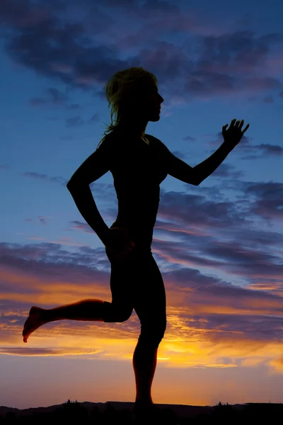 Silhouette femme courir — Photo