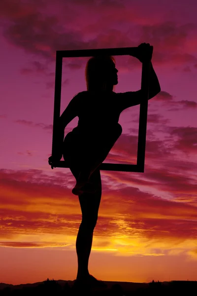 Silhouette woman upper body in frame — Stock Photo, Image