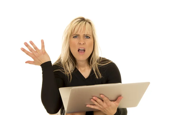 Woman with computer — Stock Photo, Image