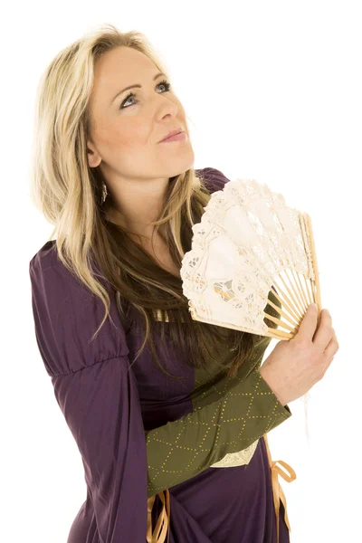 Renaissance woman with a fan — Stock Photo, Image