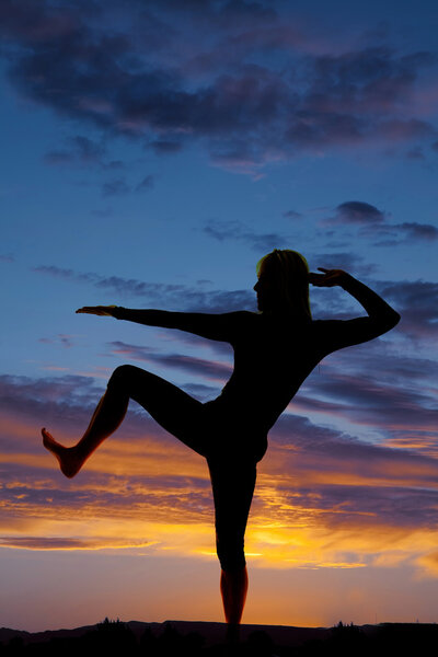 Ilhouette of a woman doing a kick