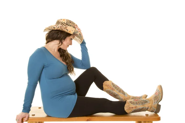 Pregnant Cowgirl with hat — Stock Photo, Image