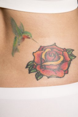 Rose ve sinek kuşu dövme