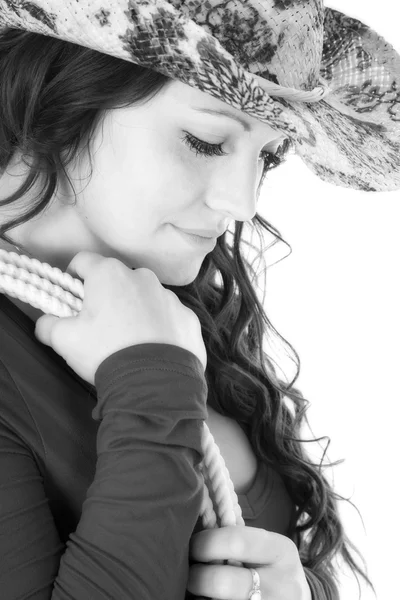 Incinta giovane cowgirl — Foto Stock