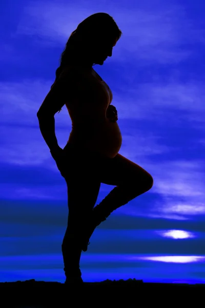 Silhuett av en gravid kvinna — Stockfoto