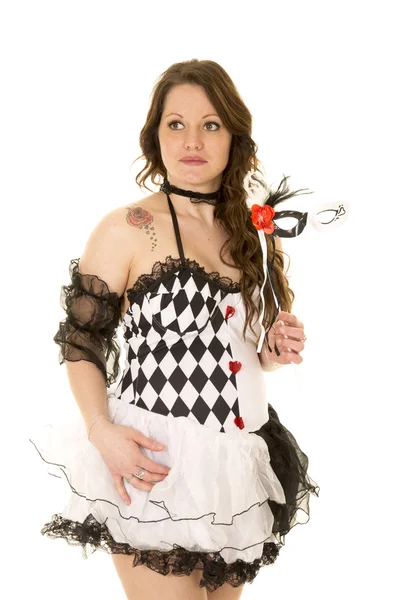 Woman in a black and white costume — Stock Photo, Image