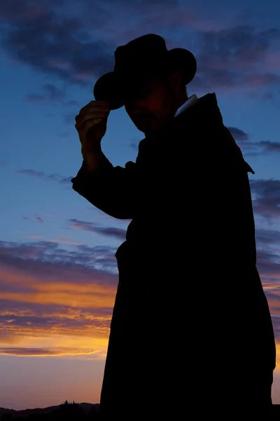 Silhouette of cowboy on sunset — Stock Photo, Image