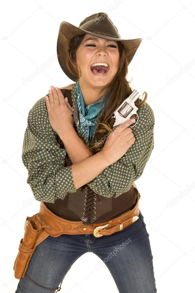 Cowgirl with gun and holster