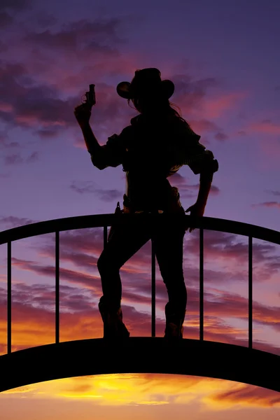 Silhouette of cowgirl outdoors — Stock Photo, Image
