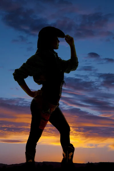 Silhouet van cowgirl buitenshuis — Stockfoto