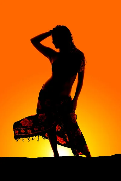 Silhouette of woman in bikini — Stock Photo, Image