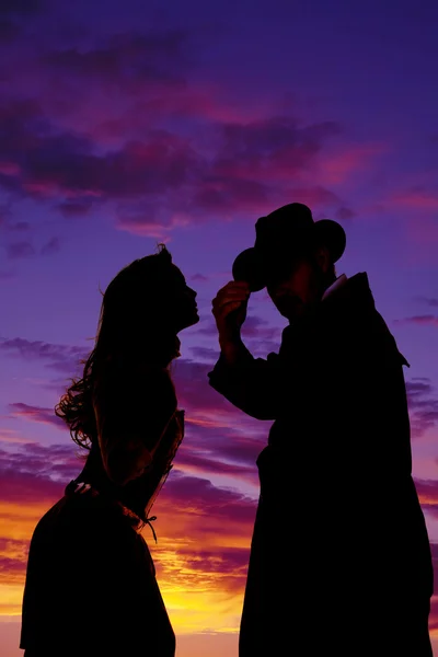 Silhouette von Cowboy und Cowgirl — Stockfoto