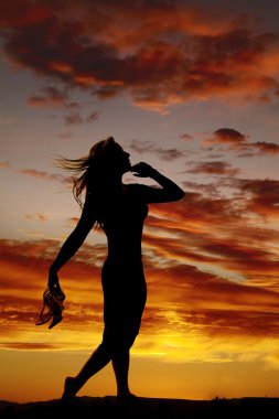 Poz veren bir kadının silueti.