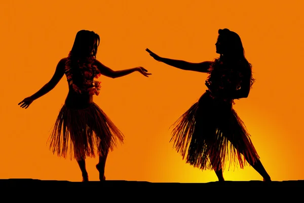 Silhouet van Hawaïaanse vrouw — Stockfoto