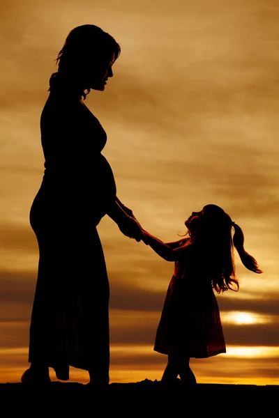 Pregnant woman and child silhouette — Stock Photo, Image