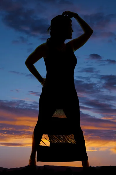 Silhouette einer Frau im Kleid — Stockfoto