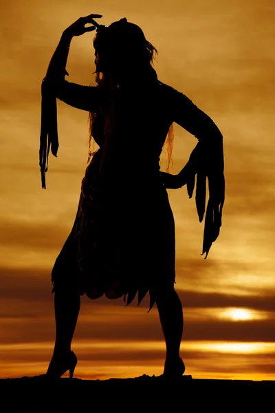 Silhouette of woman in dress — Stock Photo, Image