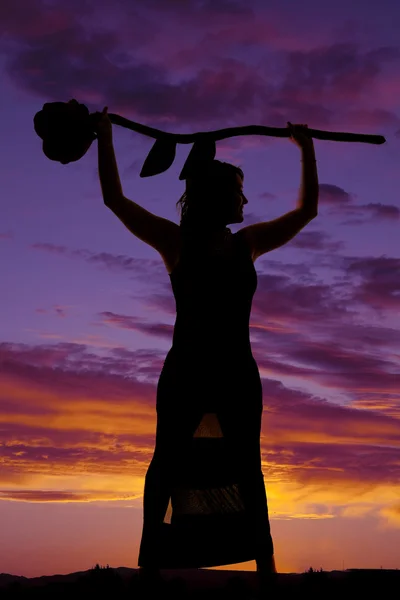 Silhouette of  woman with big flower — Stock Photo, Image