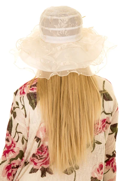 Blond kobieta w kapeluszu — Zdjęcie stockowe