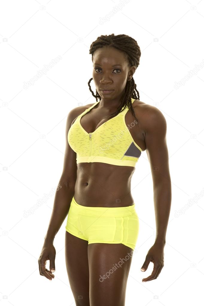 Fit woman with serious expression