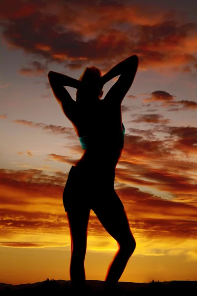 Silhouette of beautiful woman in bra — Stock Photo, Image