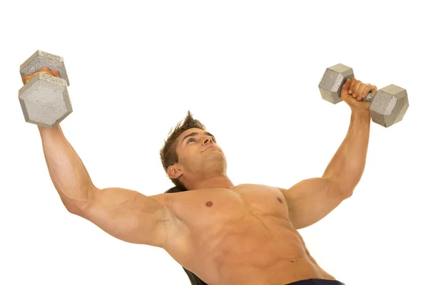 Strong man exercising with dumbbells — Stock Photo, Image