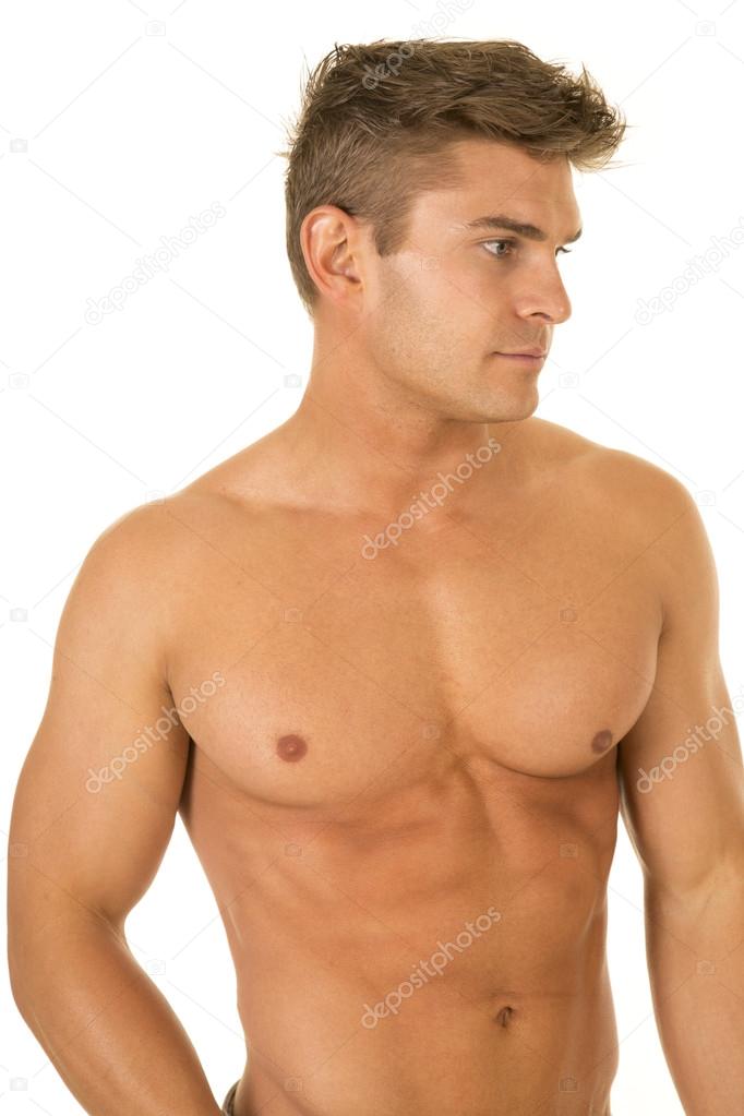 young shirtless strong man