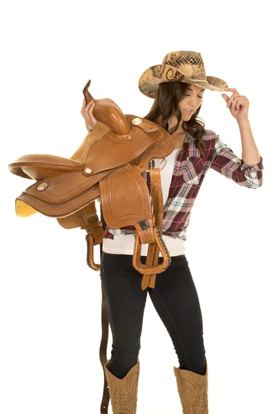 Giovane bella cowgirl — Foto Stock