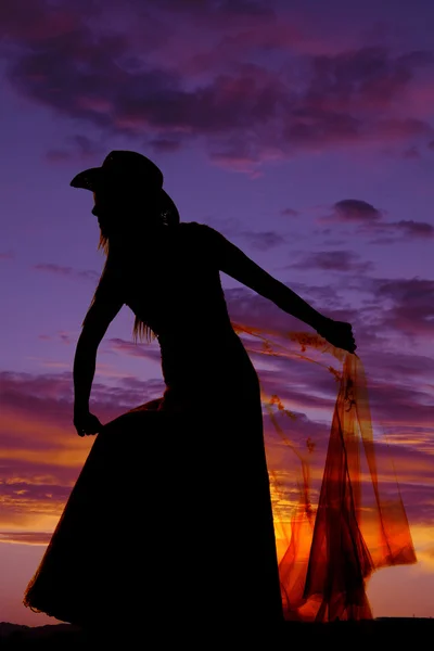 Silhouette of cowboy bride — Stock Photo, Image