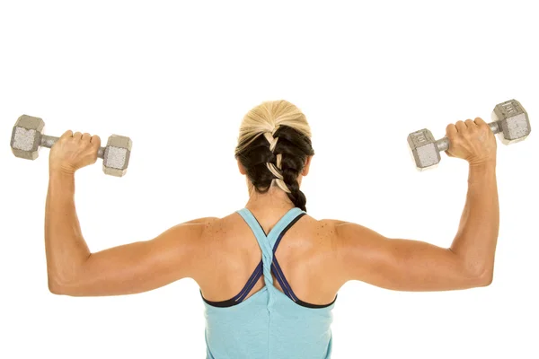 Fit woman exercising with dumbbells — Stock Photo, Image