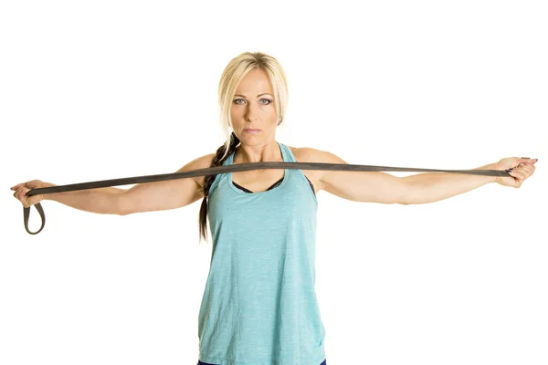 Sport woman working out with band — Stock Photo, Image