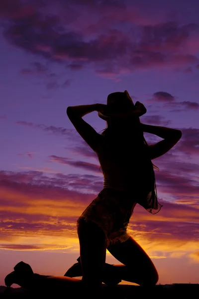 Belle silhouette de cowgirl — Photo