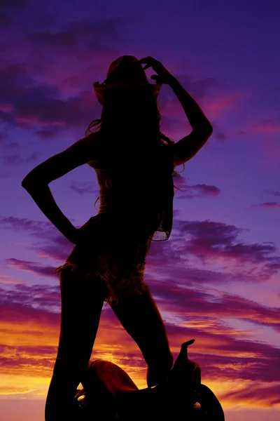 Beautiful cowgirl silhouette — Stock Photo, Image