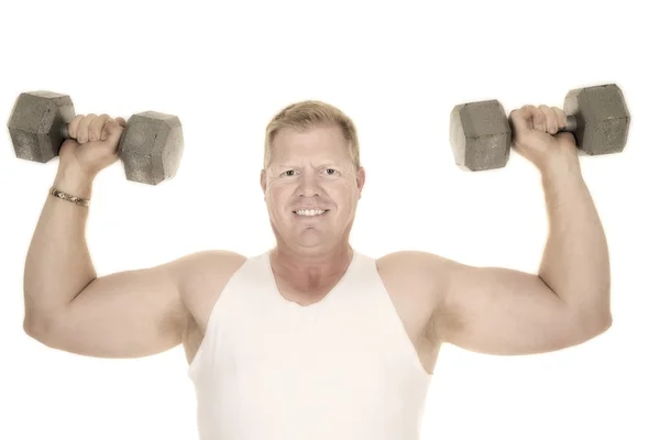 Hombre haciendo ejercicio con pesas — Foto de Stock