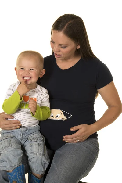 Little boy with pregnant mother — Stock Photo, Image